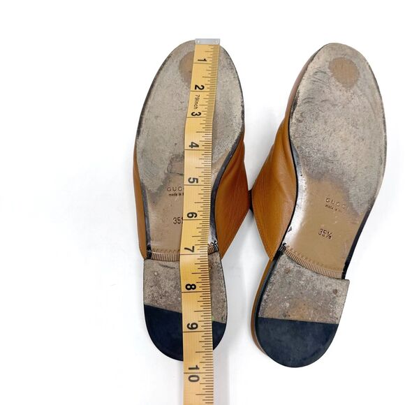GUCCI Princetown Loafers Tan Brown Mules Shoes Slippers Horsebit EU 35.5 US 5.5 - Picture 9 of 13